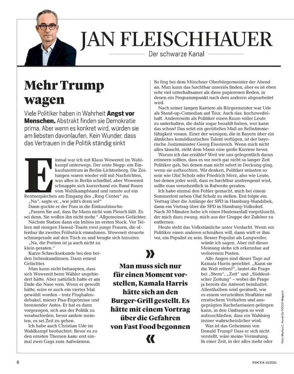 Focus Magazin Deutschland 2024-45 Donald Trump Kamala Harris