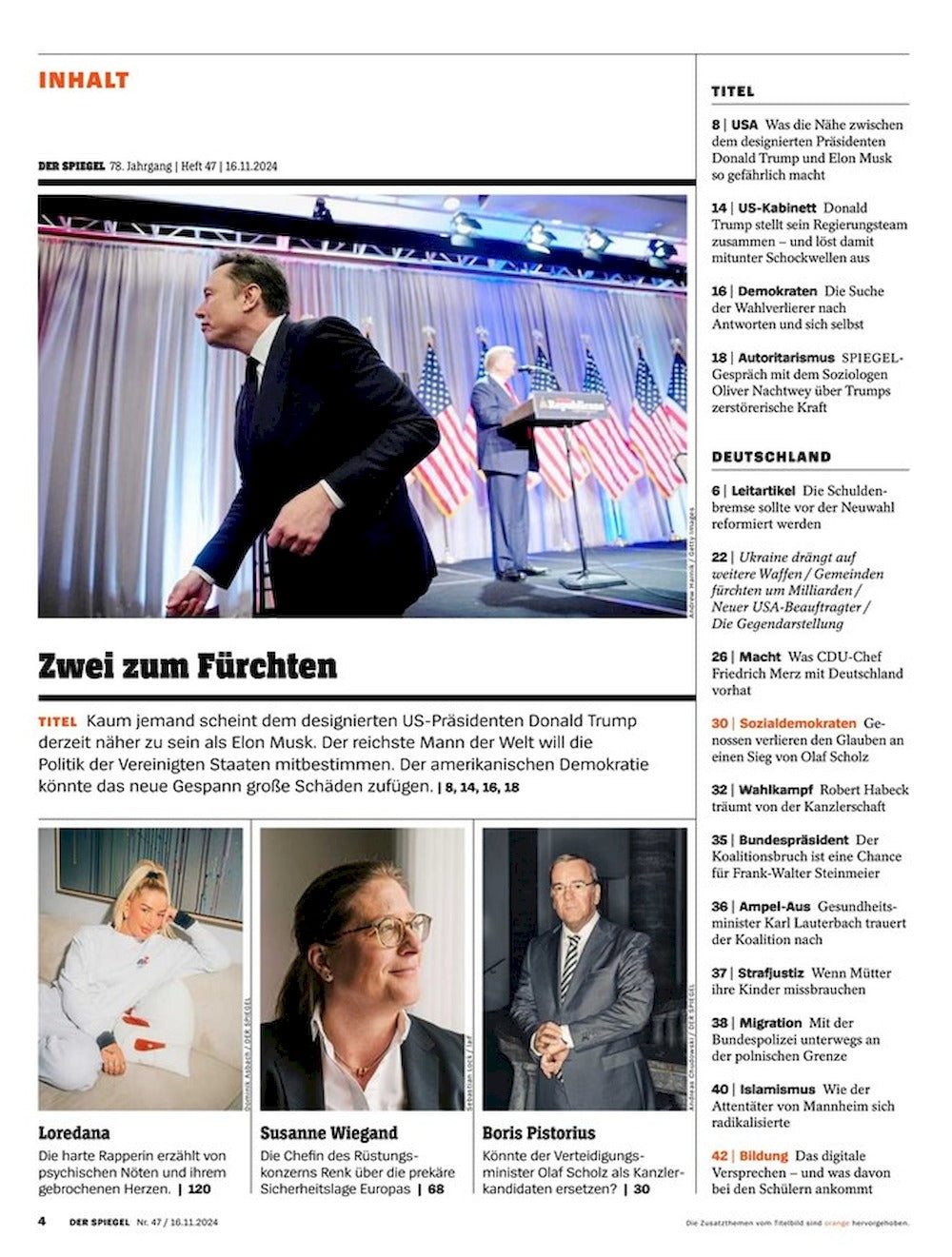 Der Spiegel Magazin Deutschland 2024-47 Duo Infernale Trump Musk