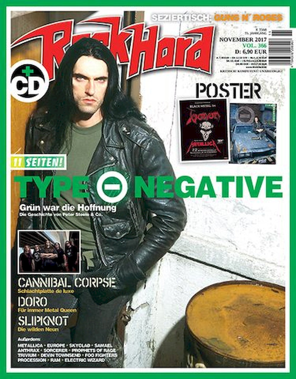 Rock Hard Magasin Tyskland 2017-11 Type O Negative Cannibal Corpse Doro Slipknot Originaludgave