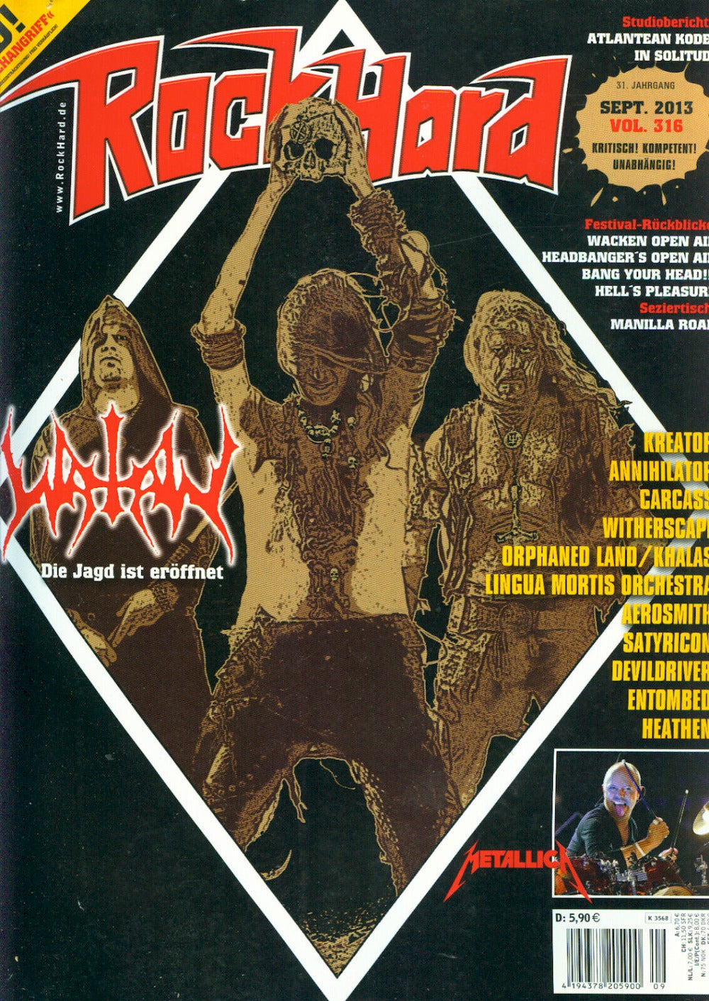 Rock Hard Magazin Deutschland 2013-09 Kreator Satyricon Aerosmith #316