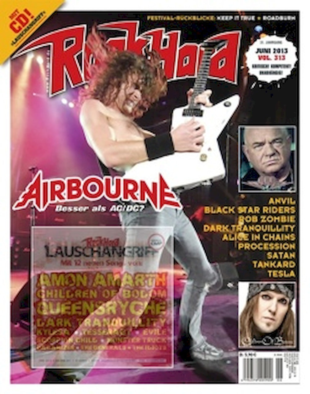 Rock Hard Magazin Deutschland 2013-06 Airbourne Anvil Satan Tesla Tankard #313