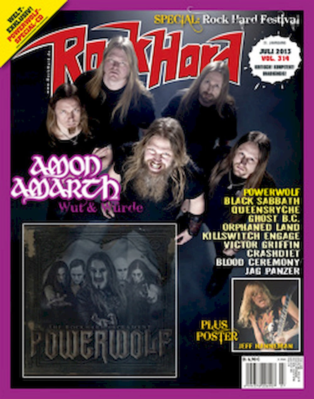 Rock Hard Magazin Deutschland 2013-07 Amon Amarth Black Sabbath Powerwolf Queensryche #314 + CD