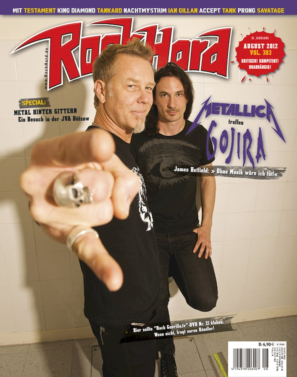 Rock Hard Magazin Deutschland 2012-08 Metallica Gojira Testament King Diamond Tankard #303
