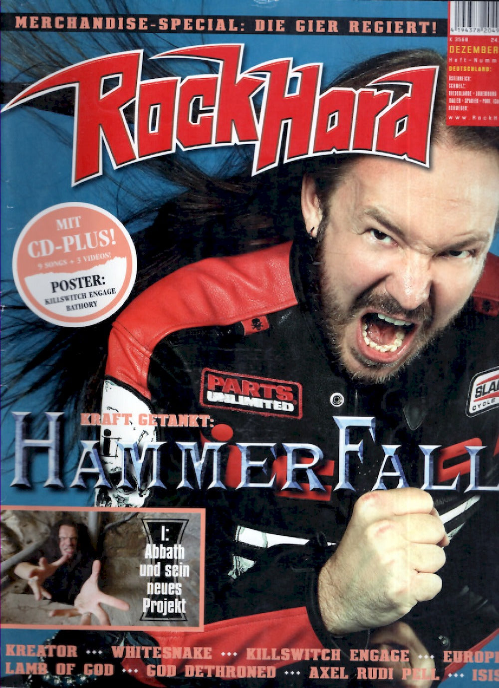 Rock Hard Magazin Deutschland 2006-12 Hammerfall Killswitch Engage Bathory + Poster