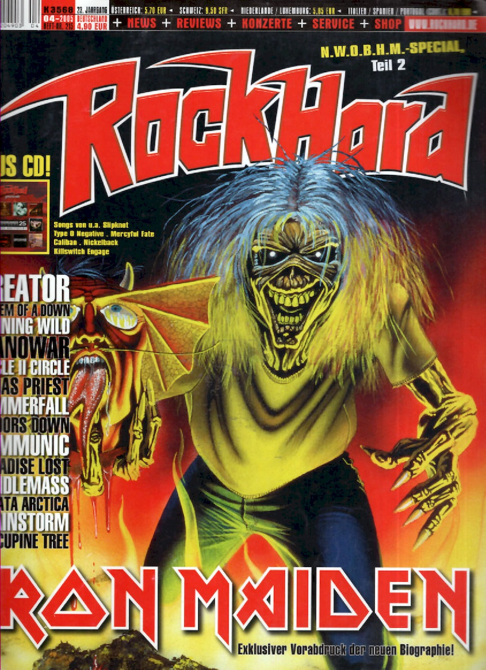 Rock Hard Magazin Deutschland 2005-04 Iron Maiden Kreator System Of A Down Running Wild Manowar