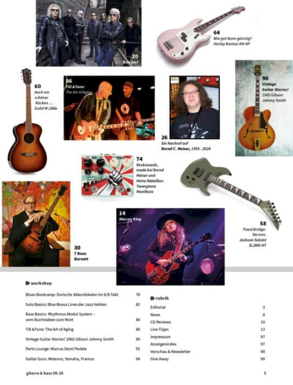 Gitarre & Bass Magazine Germany 2024-09 – Marcus King Adam Blackstone Bon Jovi – Original Print Issue