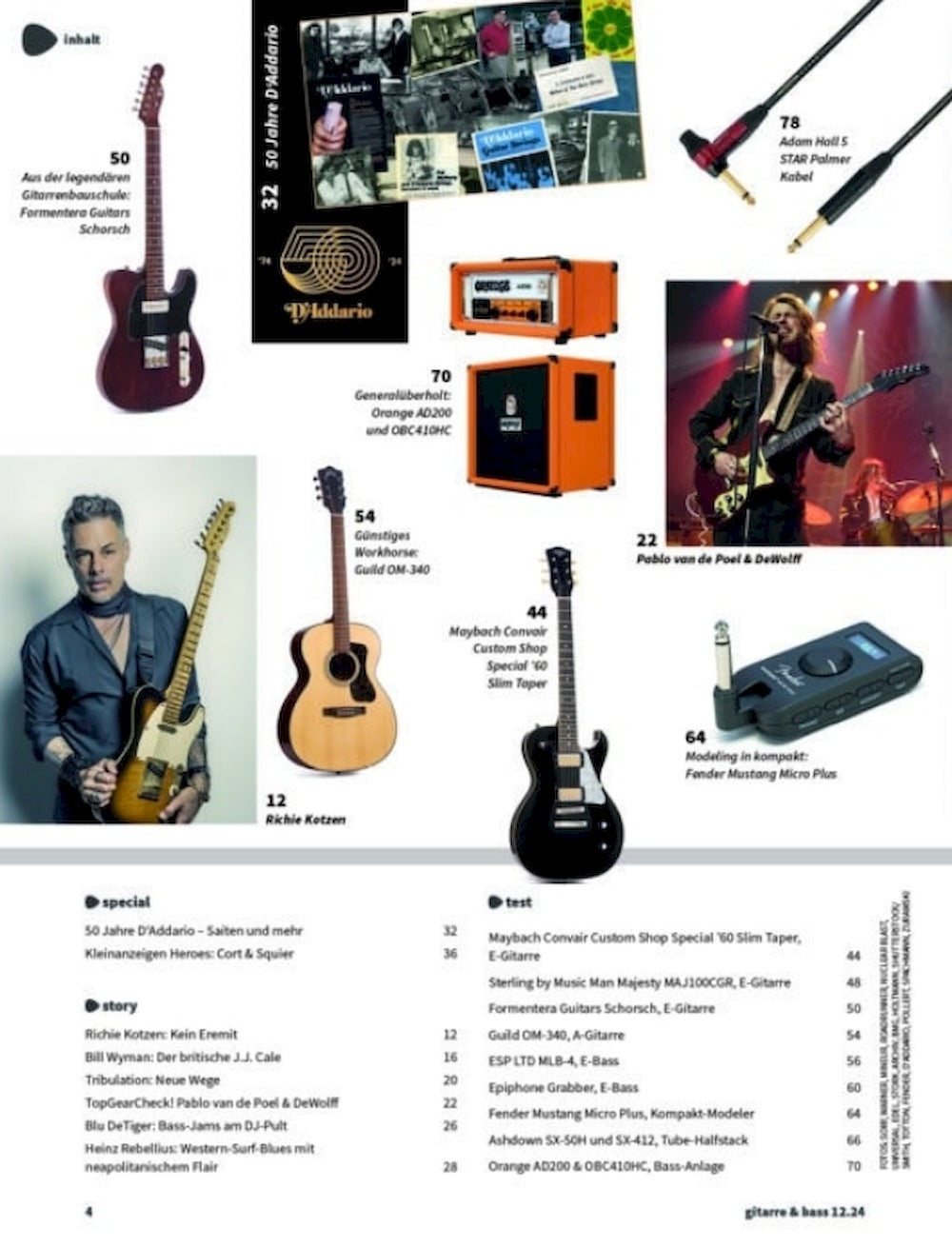 Gitarre & Bass Magazin Deutschland 2024-12 Richie Kotzen Bill Wyman J.J. Cale Pablo Van De Poel DeWol