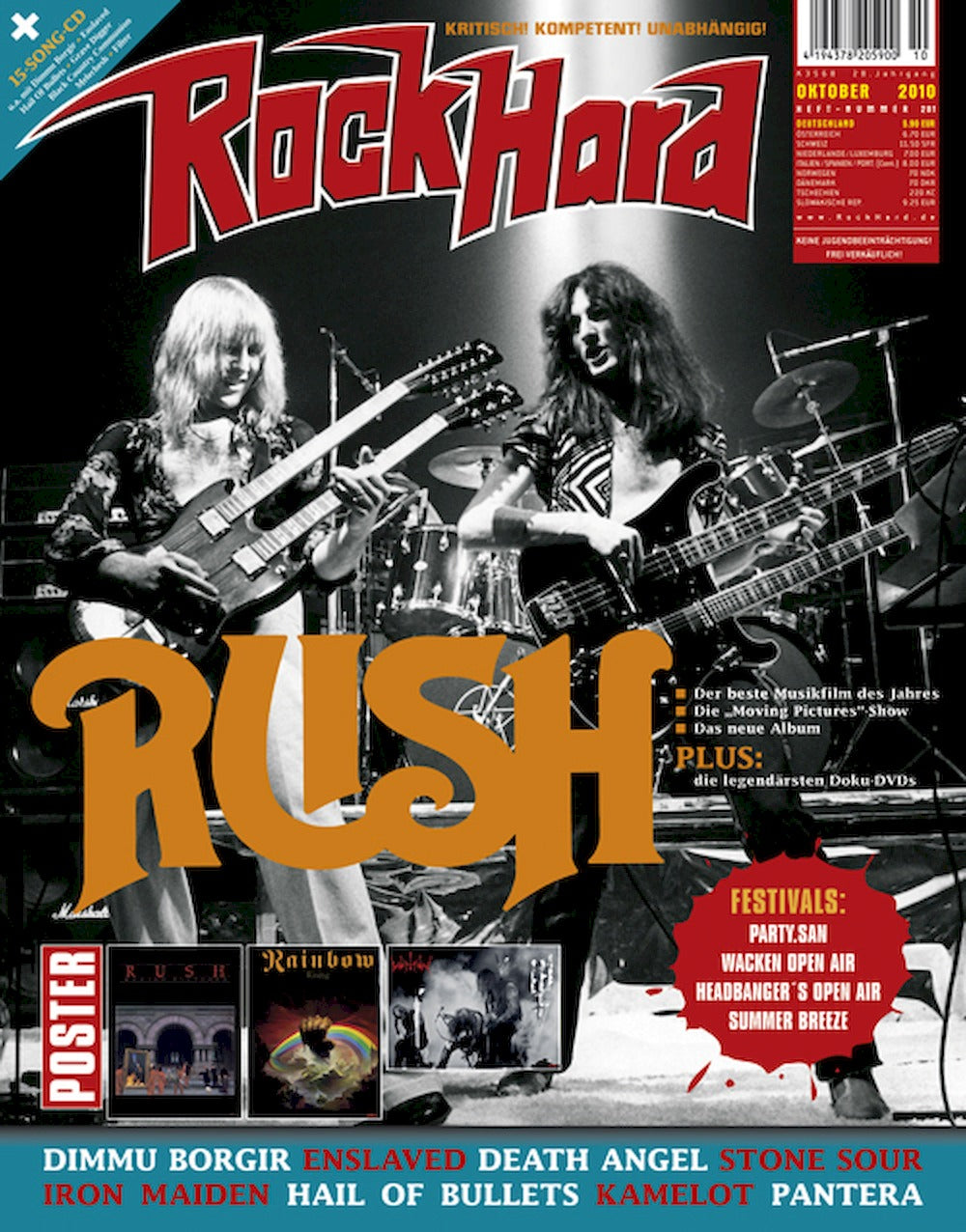 Rock Hard Magazin Deutschland 2010-10 Rush Iron Maiden Pantera #281