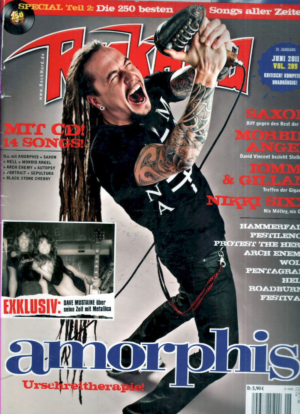 Rock Hard Revista Alemania 2011-06 #289 Amorphis Saxon David Mustaine ACCEPTABLE