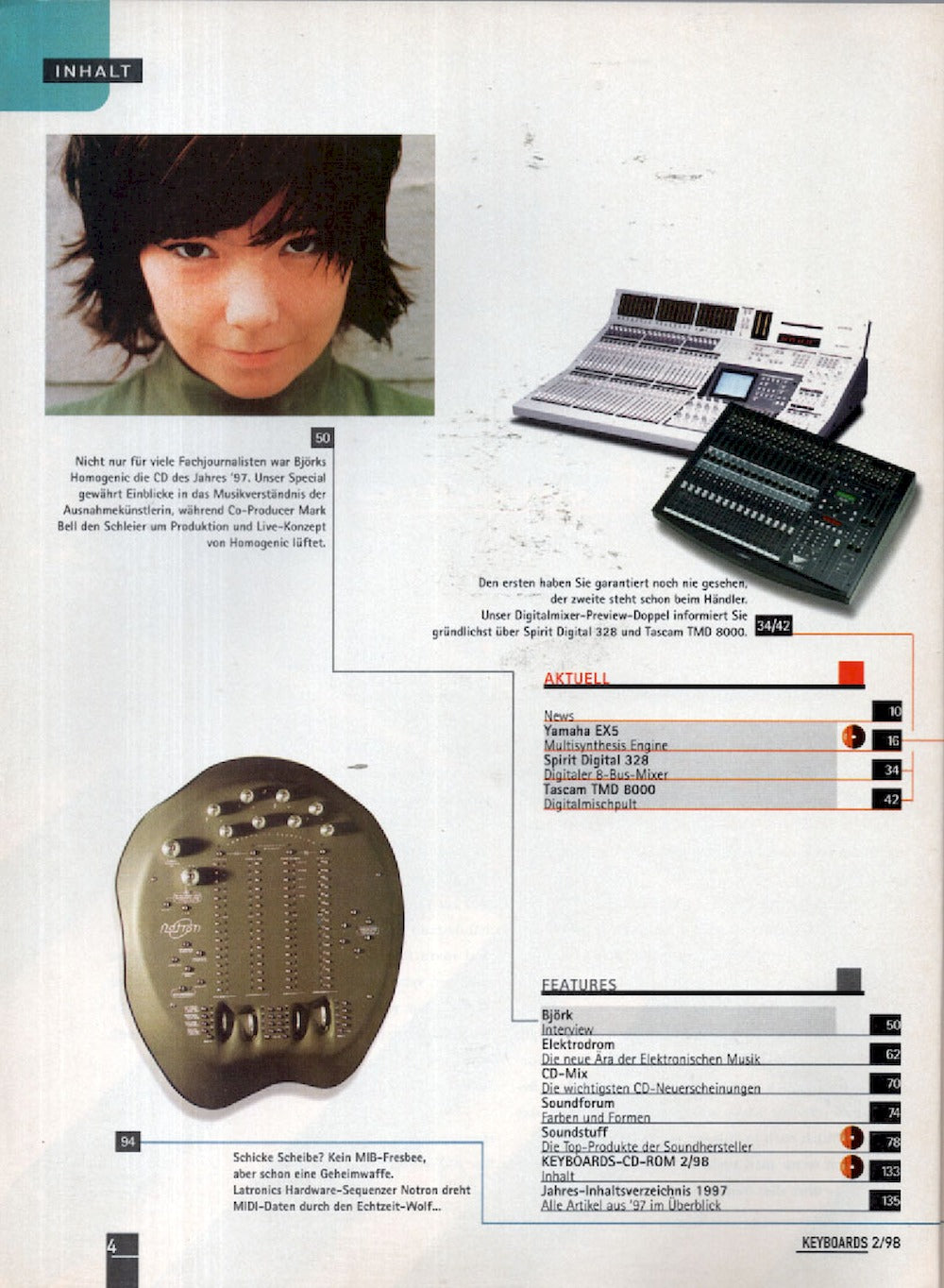 Keyboards Magazin Deutschland 1998-02 Björk