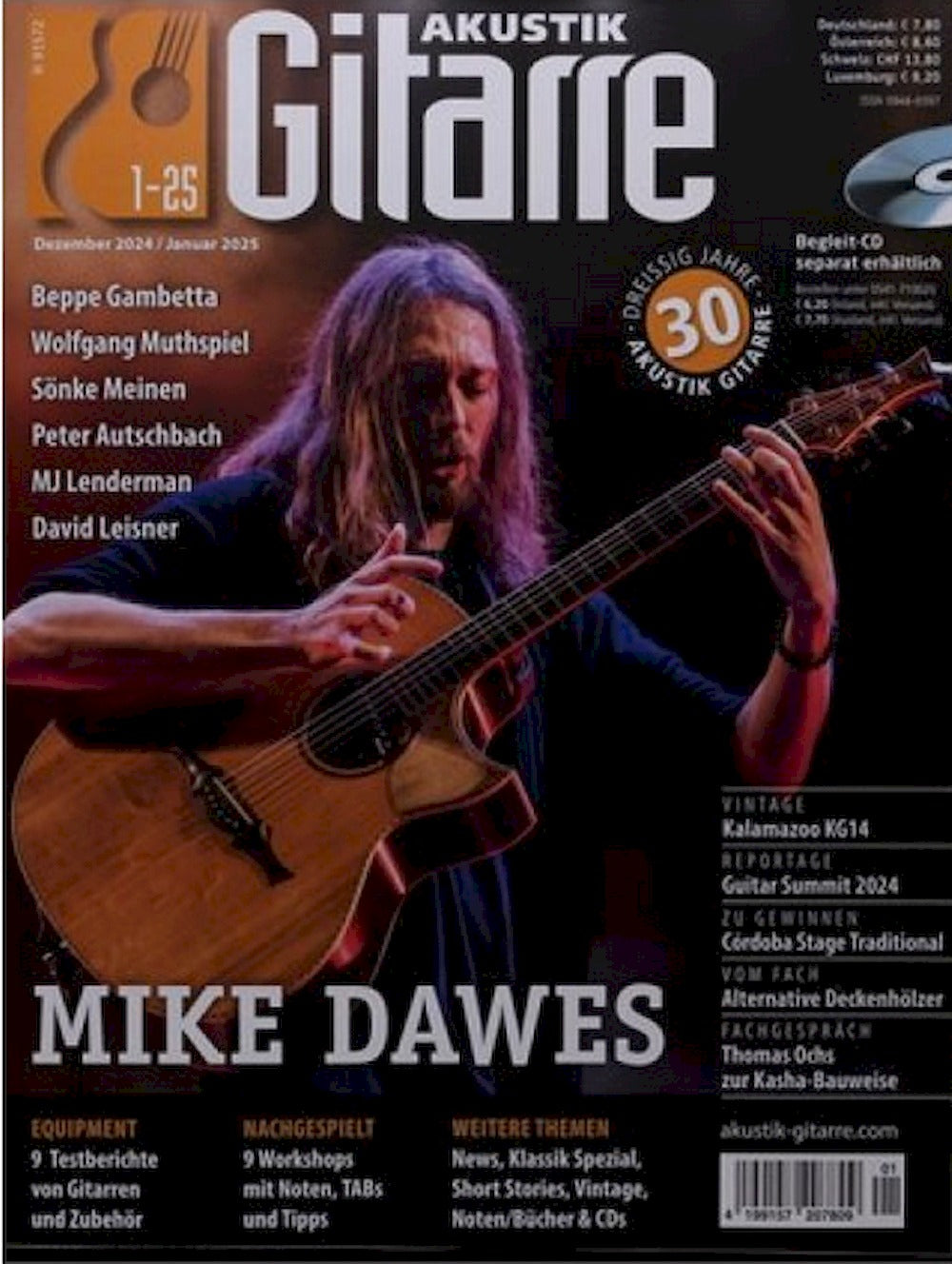 Akustik Gitarre Magazin Deutschland 2025-01 Mike Dawes Beppe Gambetta Wolfgang Muthspiel
