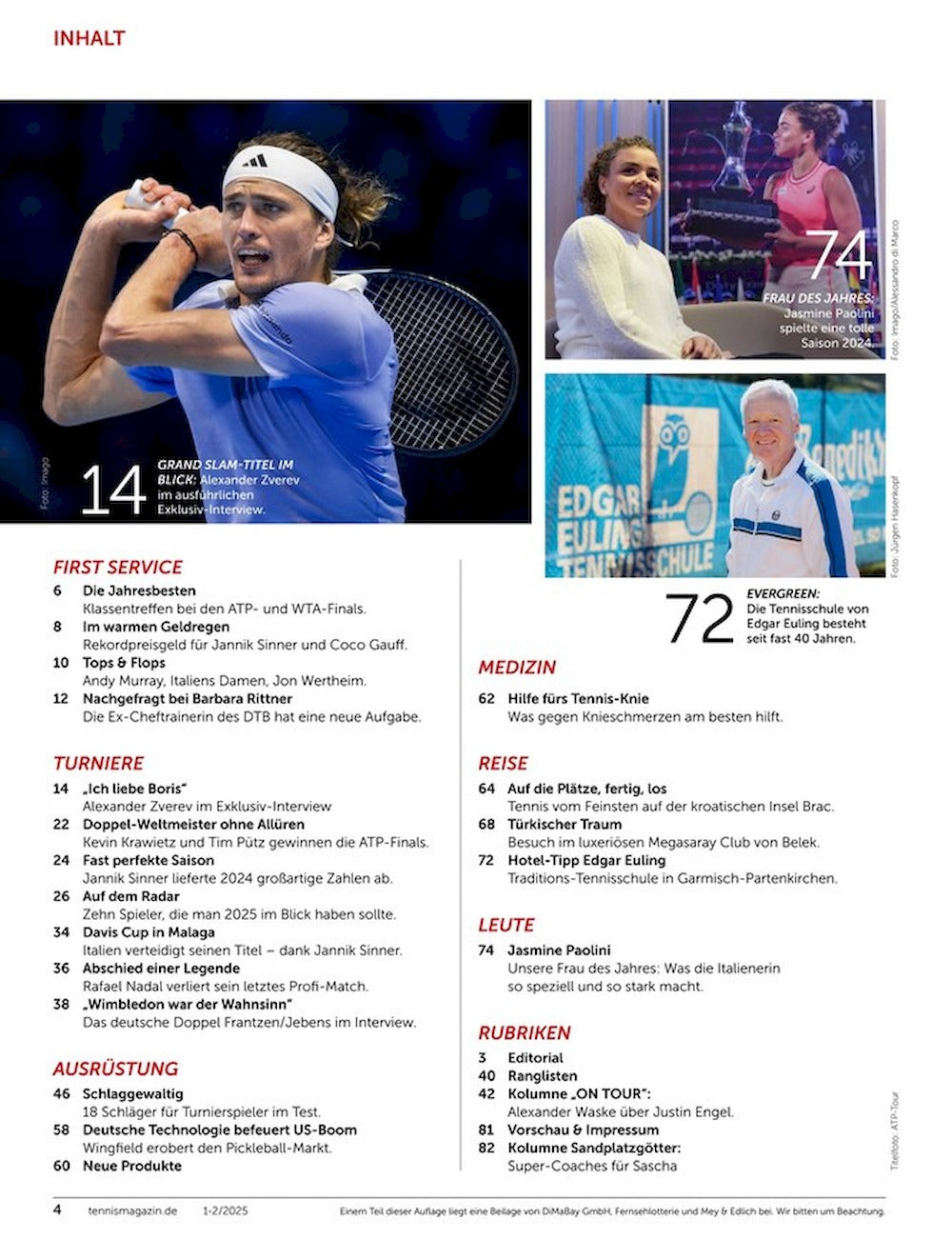 Tennis Magazin Deutschland 2025-01+02 Alexander Zverev