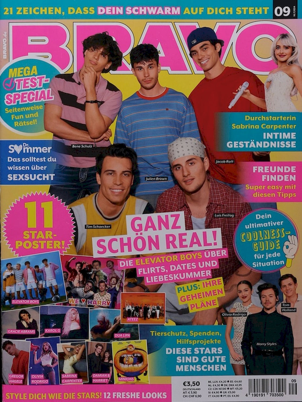 Bravo Magazin Deutschland 2024-09 Elevator Boys Harry Styles Ateez Dua Lipa Olivia Rodrigo + Poster