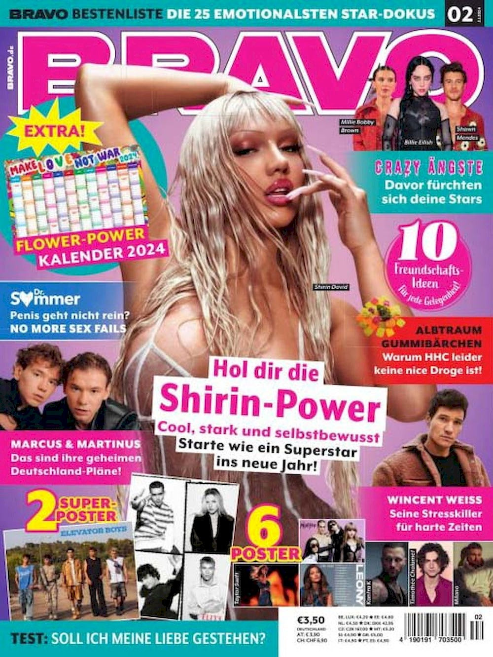 Bravo Tijdschrift Duitsland 2024-02 Shirin David Taylor Swift Chalamet Originele uitgave + Poster