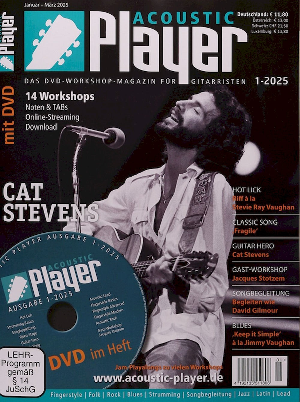 Acoustic Player Revista Alemania 2025-01 Cat Stevens Jacques Stotzem Jimmy Vaughan