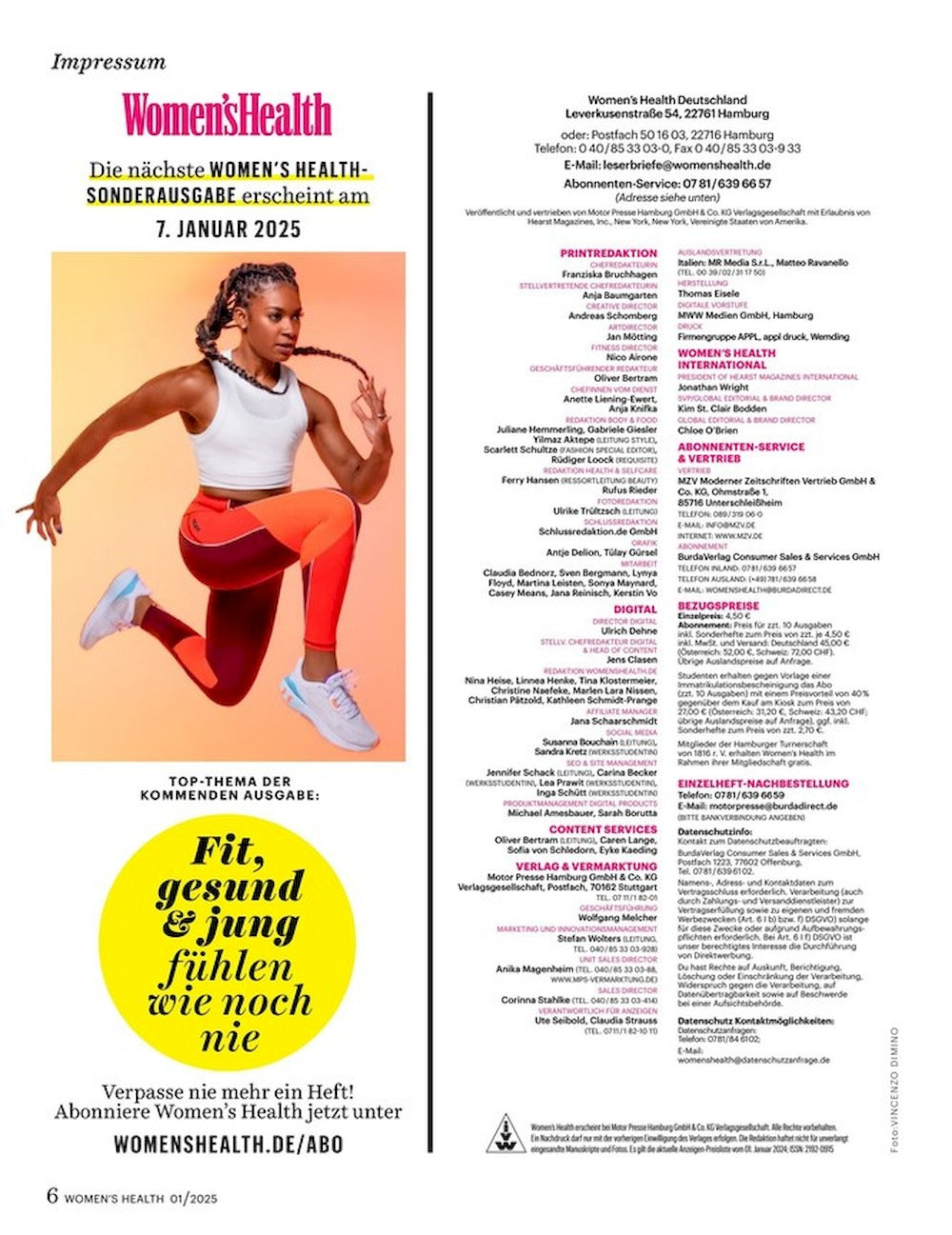 Womens Health Rivista Germania 2025-01 Lena Gercke Edizione originale