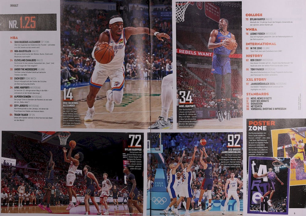 Basket Magazin Deutschland 2025-01 Shai Gilgeous-Alexander Ariel Hukporti Dylan Harper