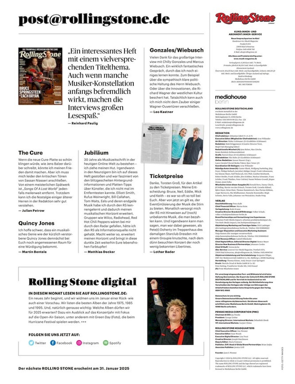 Rolling Stone Magazin Deutschland 2025-01 Nick Cave Stevie Nicks Thunderclap Newman