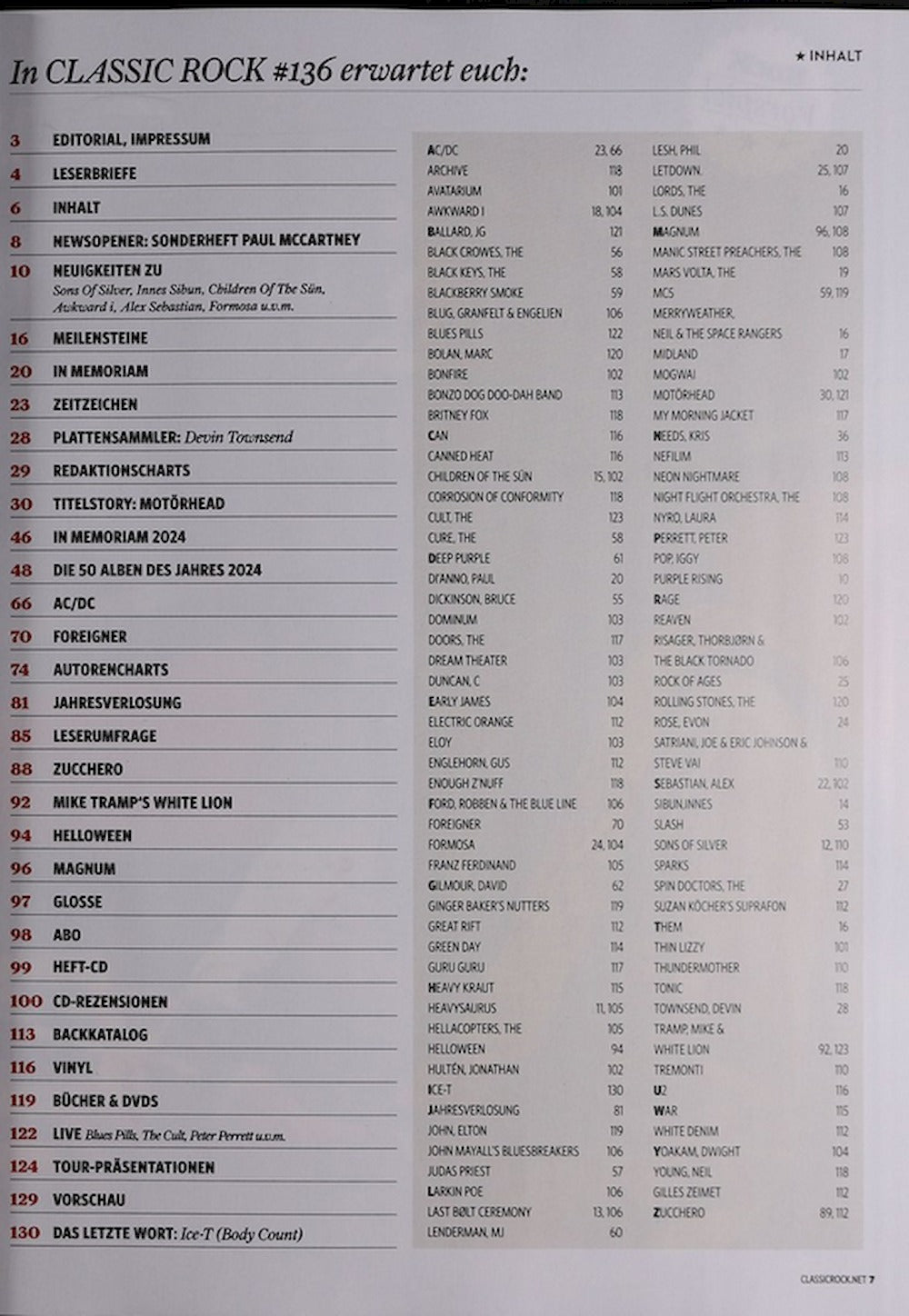 Classic Rock Magazin Deutschland 2025-01+02 Lemmy Killmister Motörhead ACDC Foreigner AC/DC #136