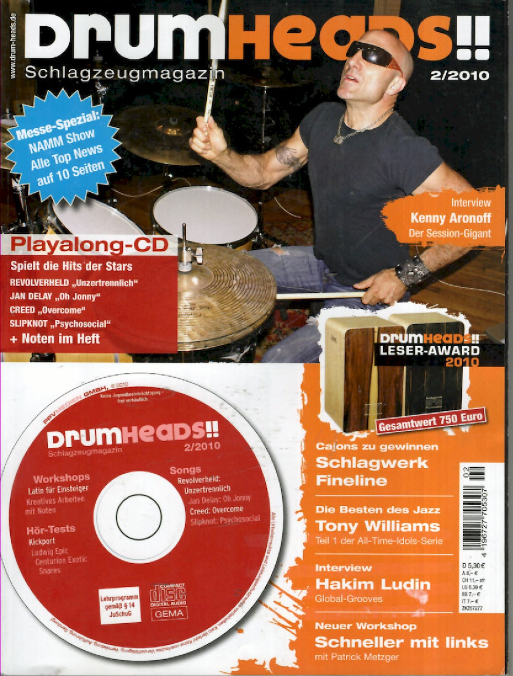Drumheads Magazin Deutschland 2010-02 Kenny Aronoff Tony Williams Hakim Ludin + CD