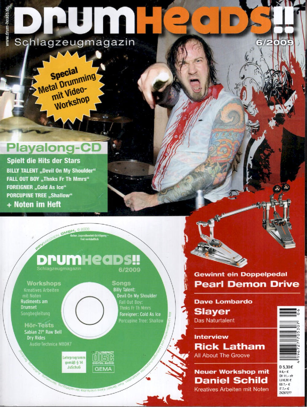 Drumheads Magazin Deutschland 2009-06 Dave Lombardo Rick Latham Slayer + CD