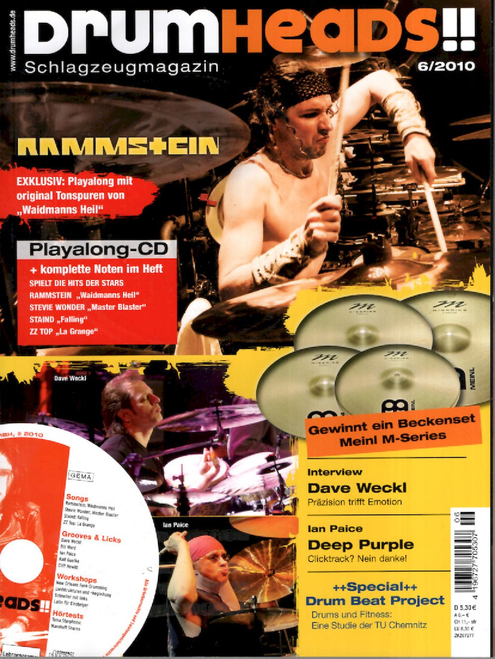 Drumheads Tijdschrift Duitsland 2010-06 – Rammstein Dave Weckl Ian Paice – Originele uitgave + CD