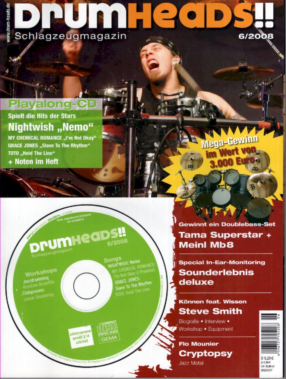 Drumheads Magazin Deutschland 2008-06 Steve Smith Flo Mounier Aaron Thier + CD