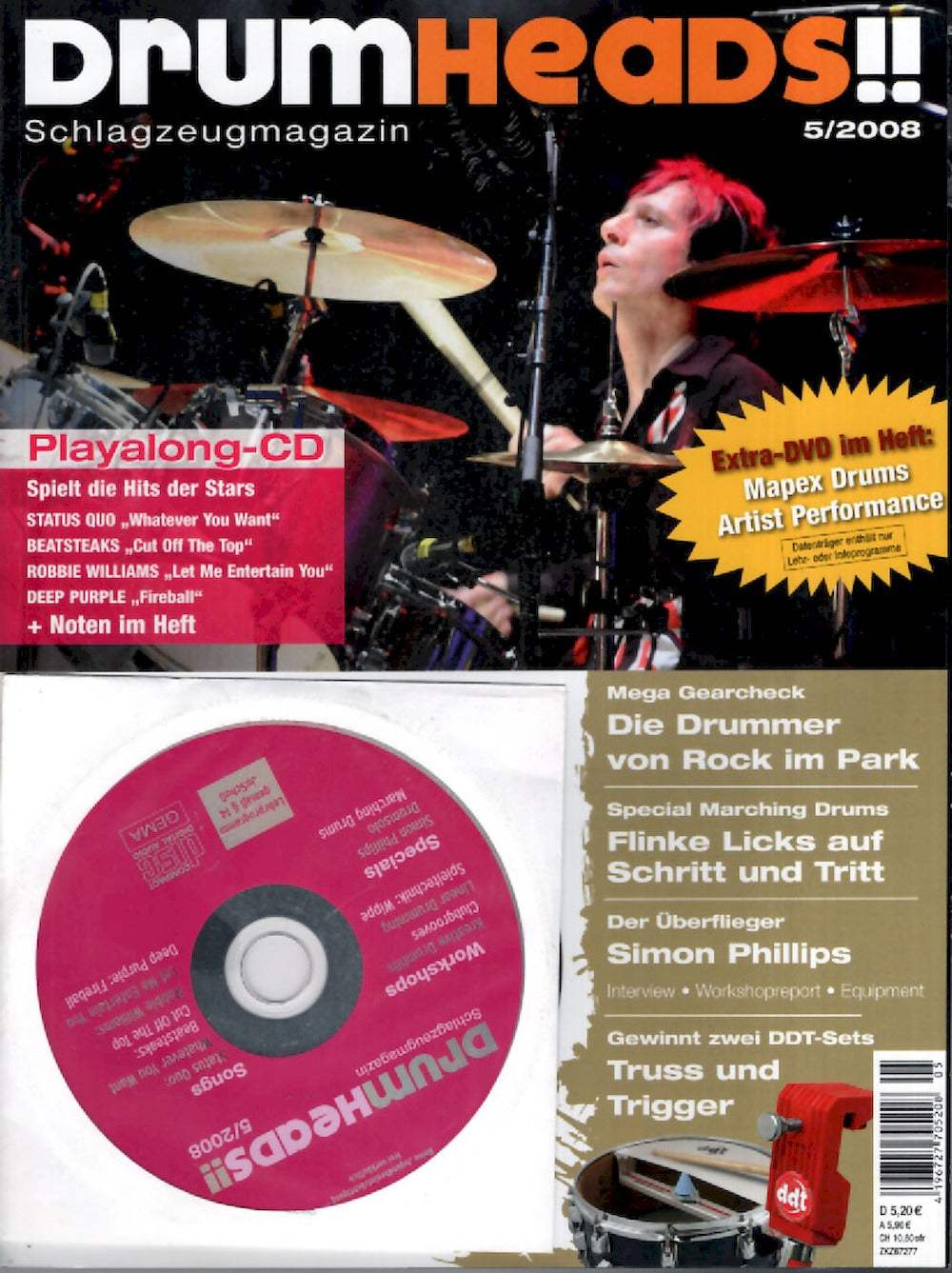 Drumheads Magazin Deutschland 2008-05 Simon Phillips Iggor Cavalera Ringo Starr + CD