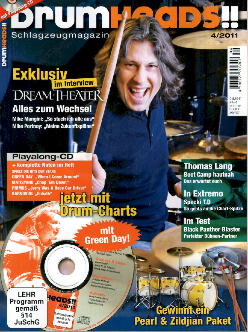 Drumheads Magazin Deutschland 2011-04 Mike Mangini Portnoy Thomas Lang In Extremo + CD