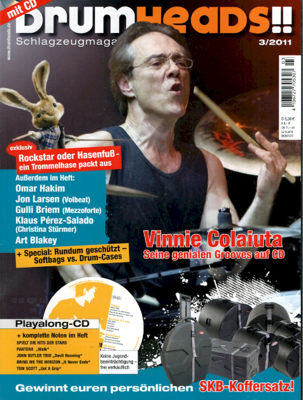 Drumheads Tijdschrift Duitsland 2011-03 Vinnie Colaiuta Omar Hakim Jon Larsen Originele uitgave + CD