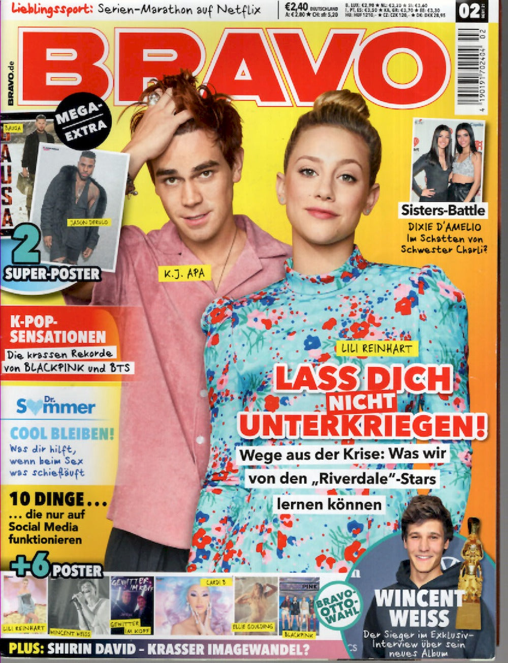 Bravo Magazin Deutschland 2021-02 Lili Reinhart Cardi B Ellie Goulding Blackpink + Poster