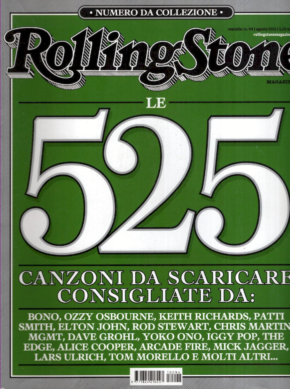 Rolling Stone Magazin Italien 2011 #94 Bono Ozzy Osbourne Keith Richards Patti Smith