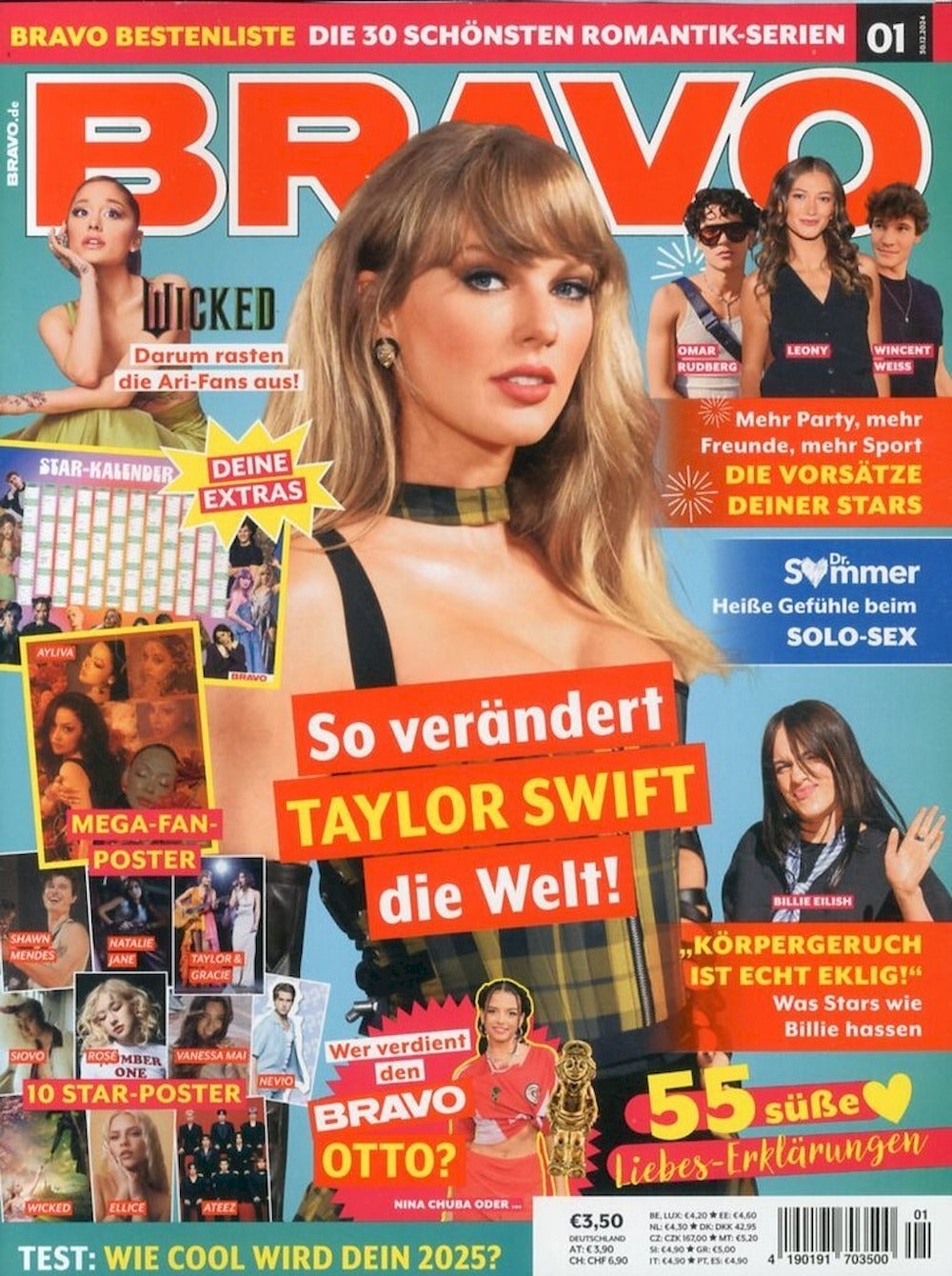Bravo Magazin Deutschland 2025-01 Taylor Swift Ayliva Ateez Natalie Jane Vanessa Mai + Poster
