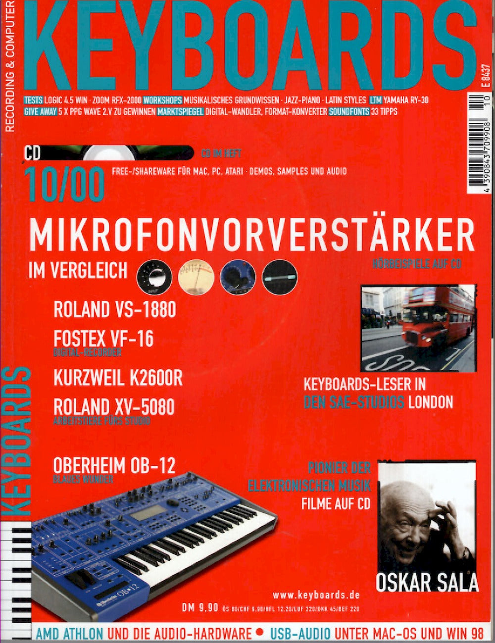 Keyboards Lehti Saksa 2000-10 – Oskar Scala Trautonium – Alkuperäinen painos