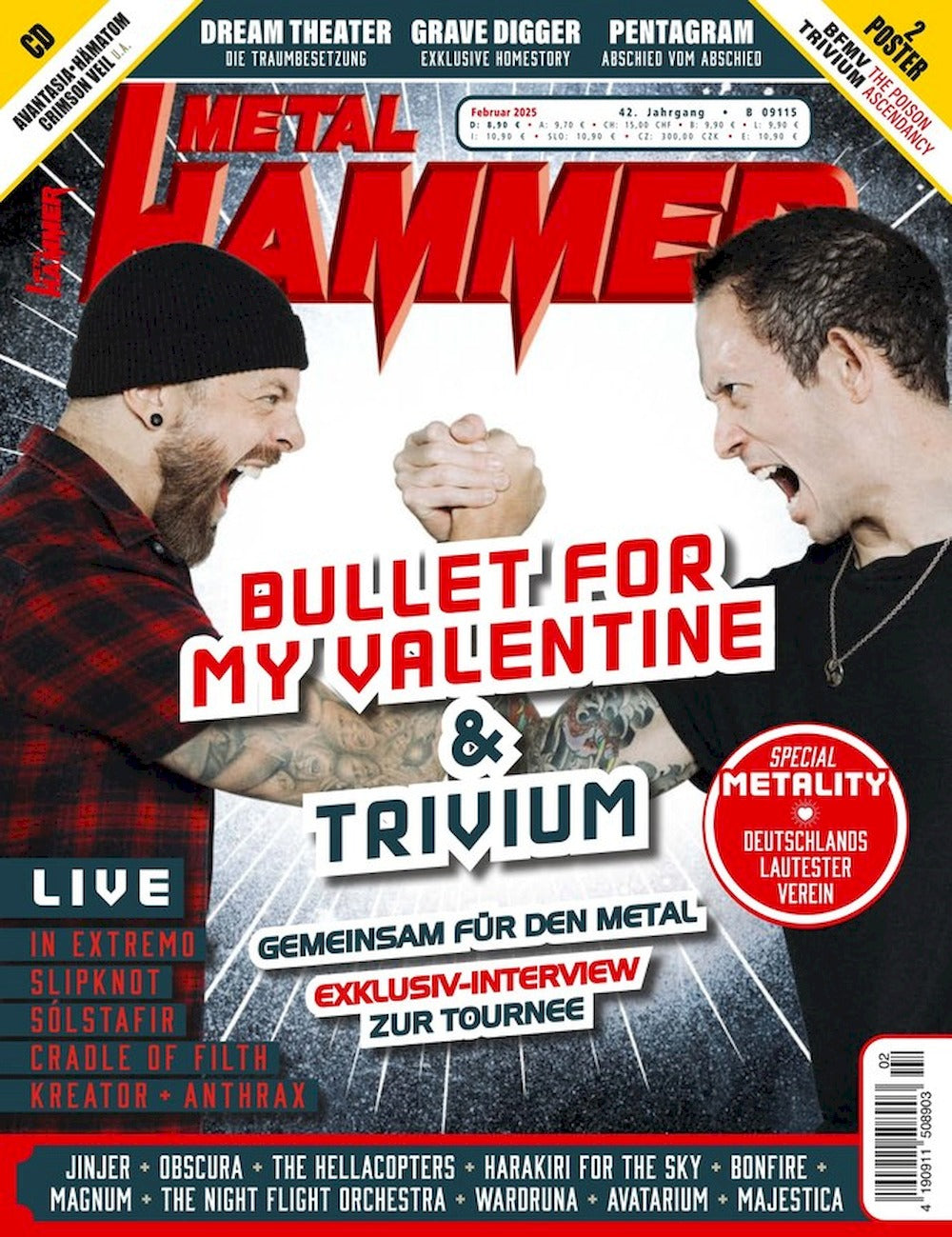Metal Hammer Magazin Deutschland 2025-02 Bullet For My Valentine Trivium Dream Theater Grave Digger