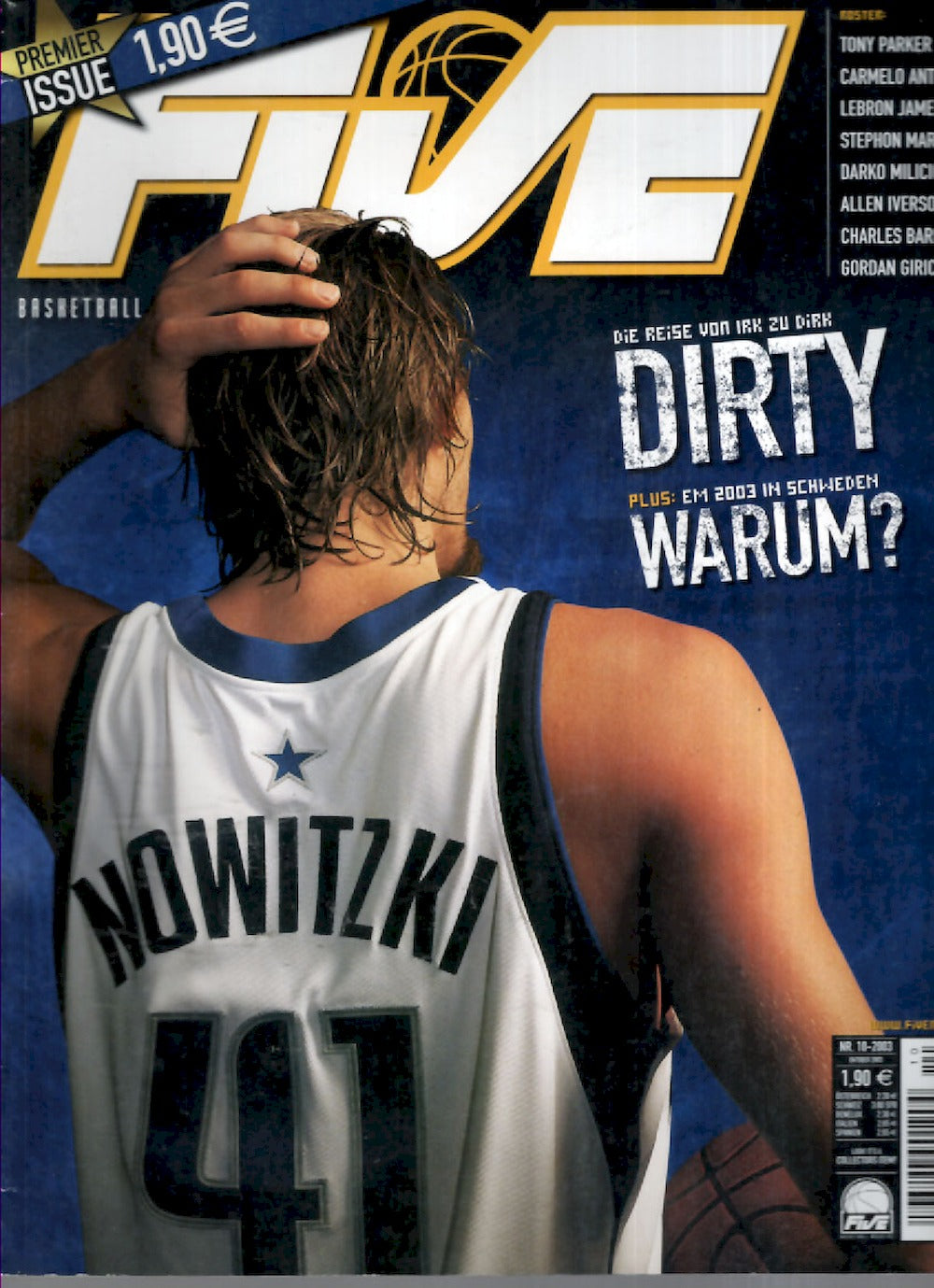 Five Magasin Tyskland 2003-10 Dirk Nowitzki Tony Parker Carmelo Anthony Lebron James Originalutgåva