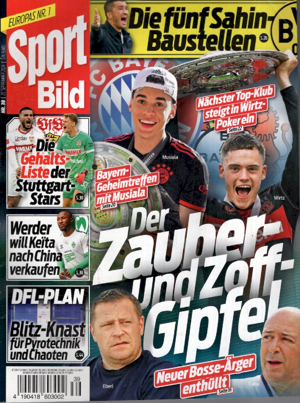 Sport Bild Lehti Saksa 2024-39 – Florian Wirtz Naby Keita Jamal Musiala – Alkuperäinen painos