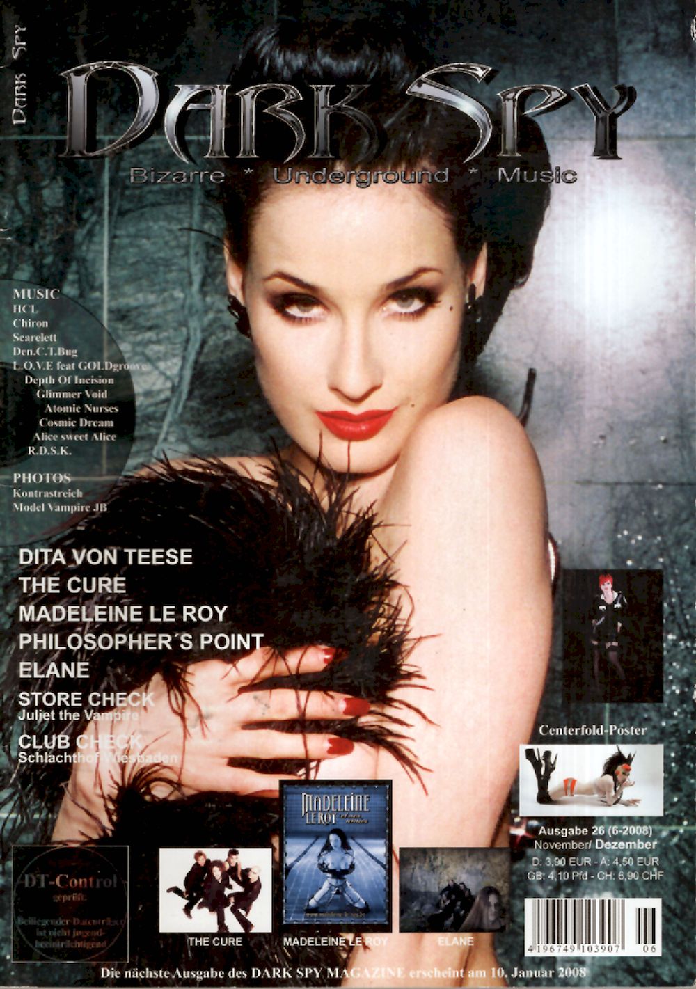 Dark Spy Lehti Saksa 2008-06 – Dita Von Teese The Cure – Alkuperäinen painos + Juliste