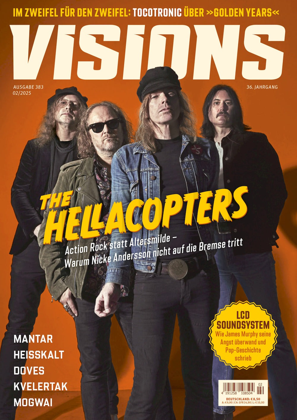 Visions Lehti Saksa 2025-02 – The Hellacopters Tocotronic Mantar Heisskalt – Alkuperäinen painos