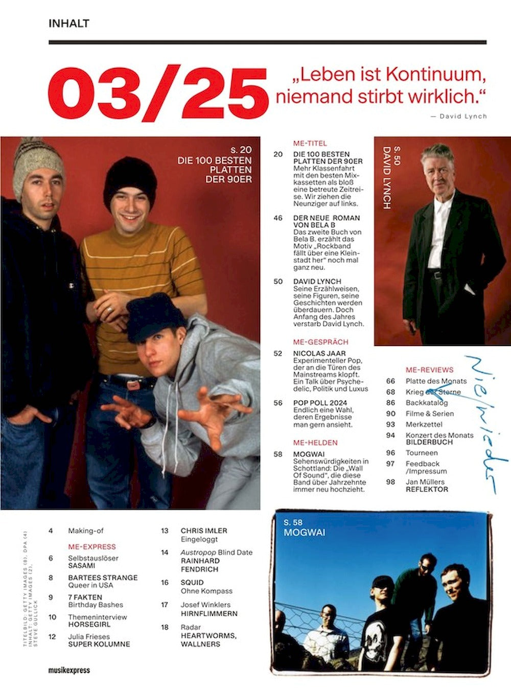 Musikexpress Magazin Deutschland 2025-03 Björk Bela B Nicolas Jaar David Lynch Bilderbuch