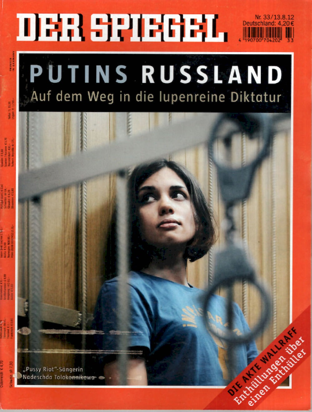 Der Spiegel Magazin Deutschland 2012-33 Nadeschda Andrejewna Tolokonnikowa Pussy Riot