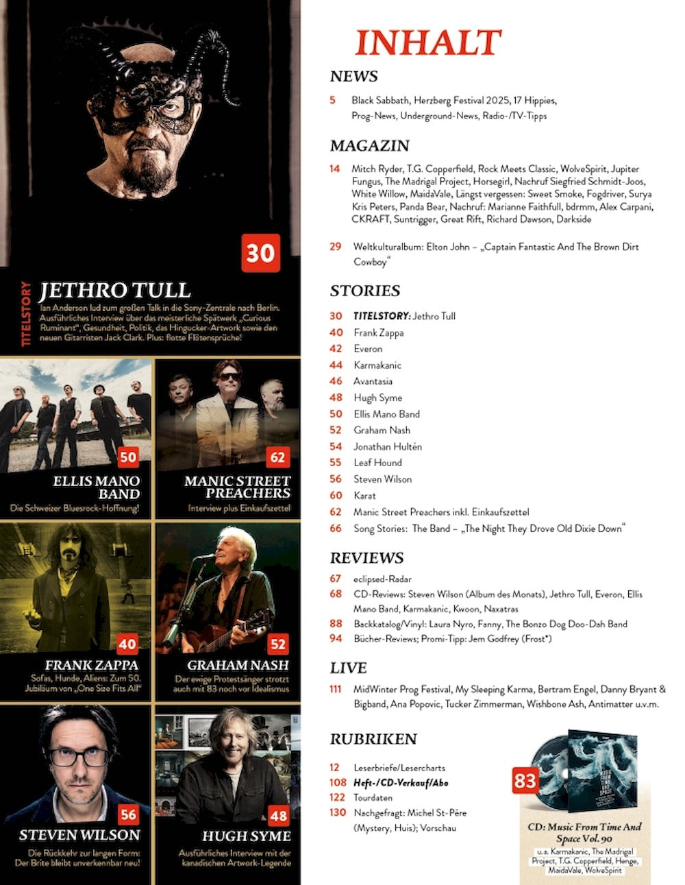 Eclipsed Magazin Deutschland 2025-03 Jethro Tull Frank Zappa Hugh Syme Steven Wilson #268