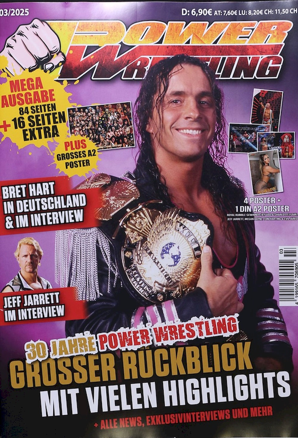 Power Wrestling Magazin Deutschland 2025-03 Bret Hart Jeff Jarrett + Poster