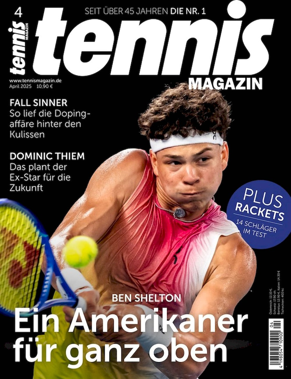Tennis Tijdschrift Duitsland 2025-04 – Ben Shelton Jannik Sinner Dominic Thiem – Originele uitgave