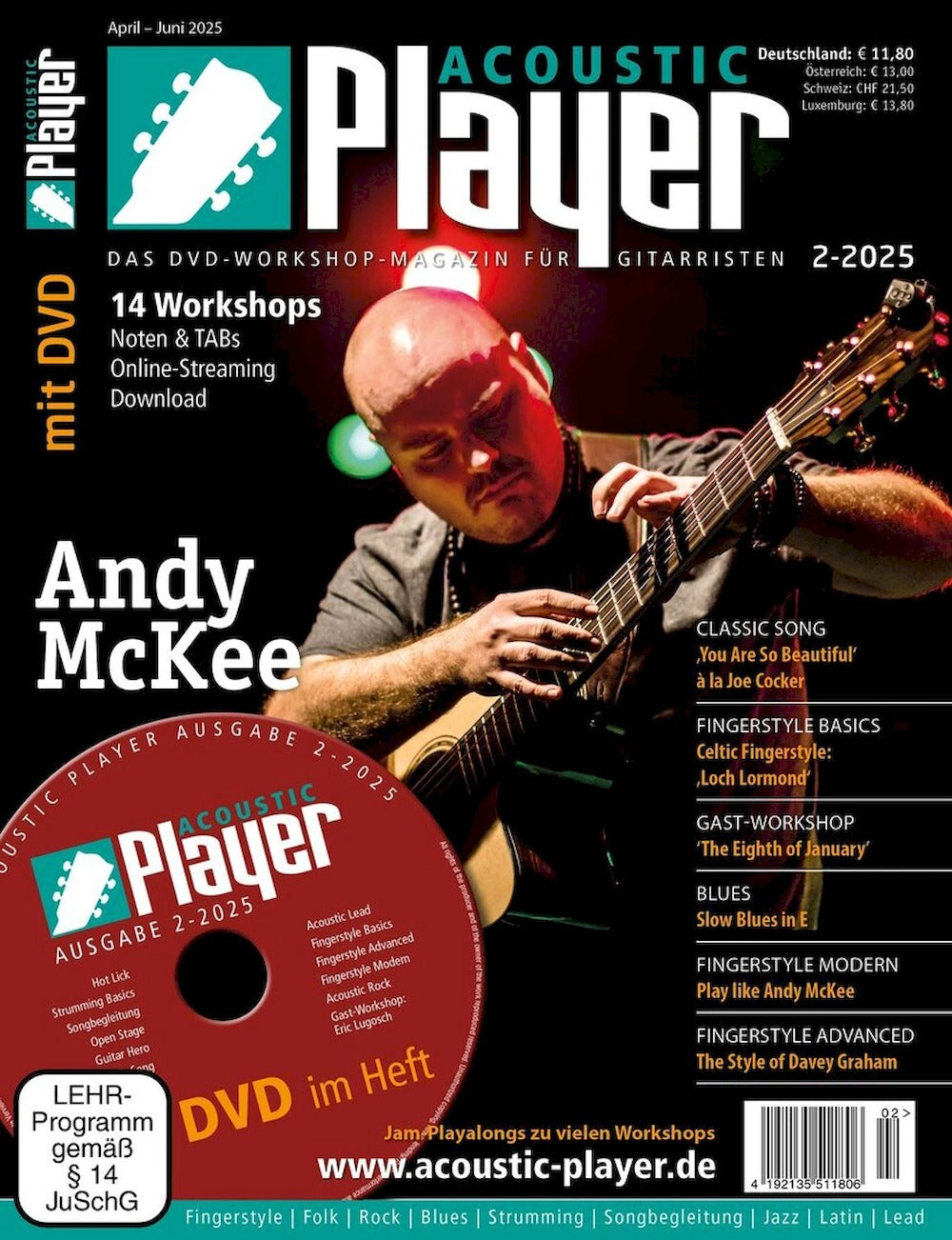 Acoustic Player Magasin Tyskland 2025-02 Andy McKee Davey Graham Eric Lugosch
