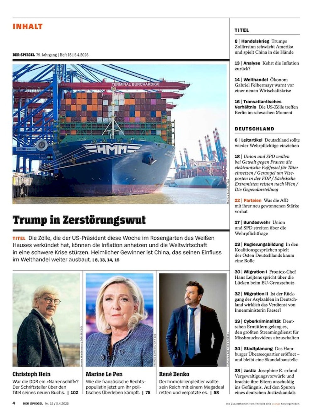 Der Spiegel Magazin Deutschland 2025-15 Donald Trump Liliam Thuram