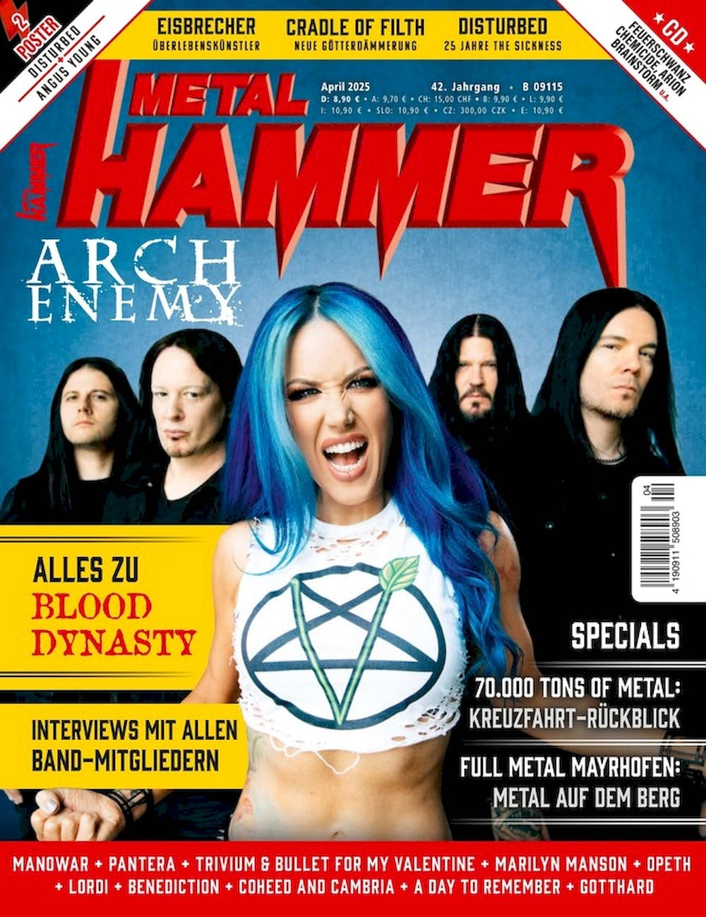 Metal Hammer Magazine Germany 2025-04 Arch Enemy Eisbrecher + CD + Poster Angus Young