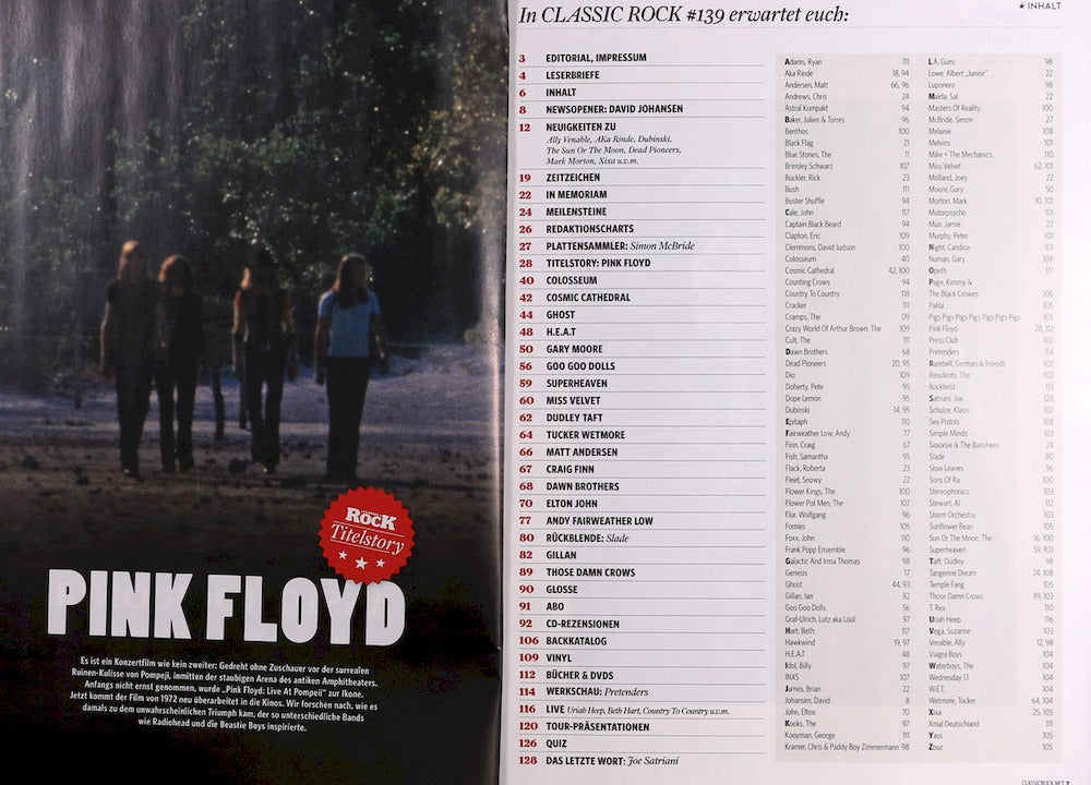 Classic Rock Magazine Germany 2025-05 #139 Pink Floyd Pompeii Gary Moore Ian Gillan