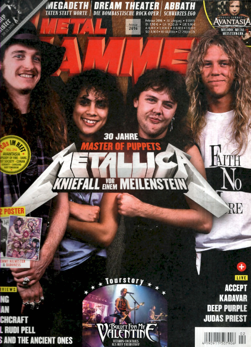 Metal Hammer Magazine Germany 2016-02 Metallica Avantasia Original Print Issue