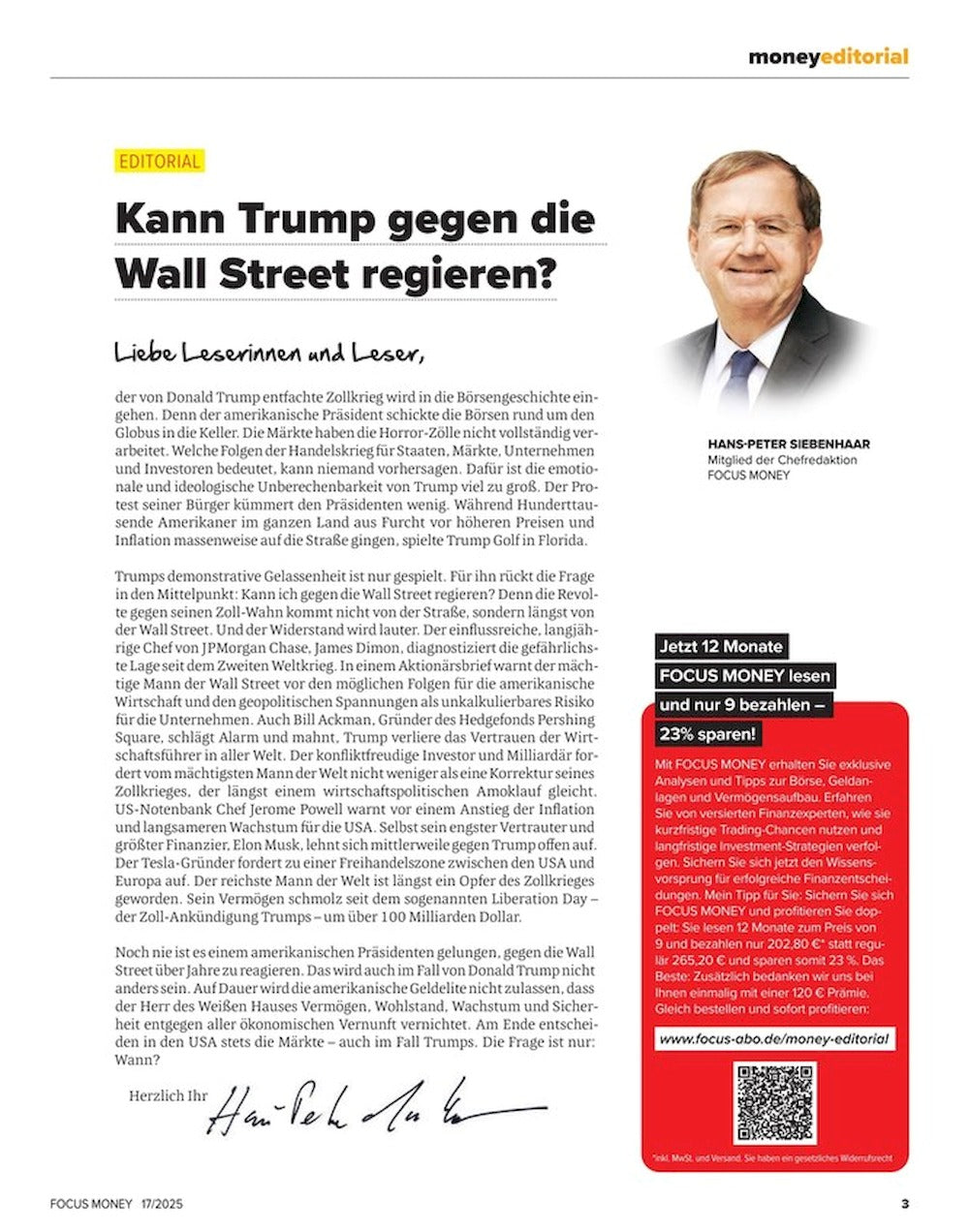 Focus Money Magazine Germany 2025-17 Donald Trump
